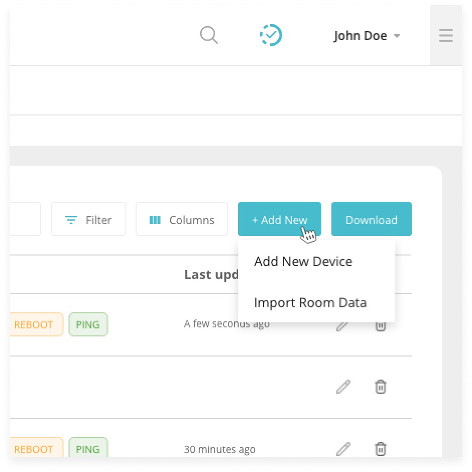 Redesigned table page with Add New and Download buttons in the top right