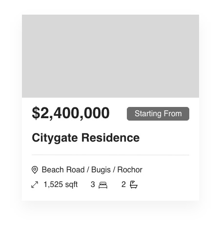New Launches card for an upcoming condo project