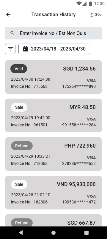 Lofi transaction history with search and tagged transactions