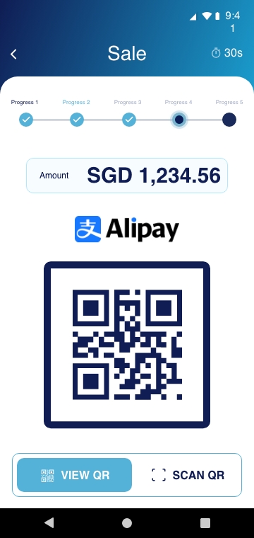 Hifi QR payment with View QR selected showing a code
