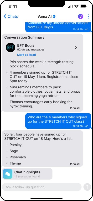 Follow-up question to Vama AI about who signed up, with its answer