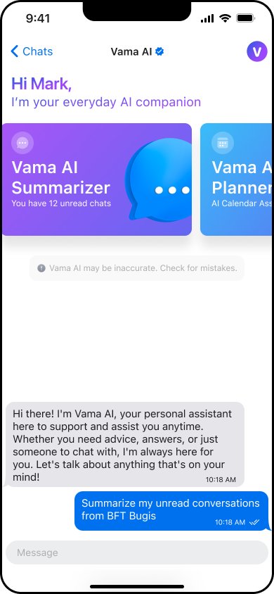 Vama AI home with the Summarizer card selected