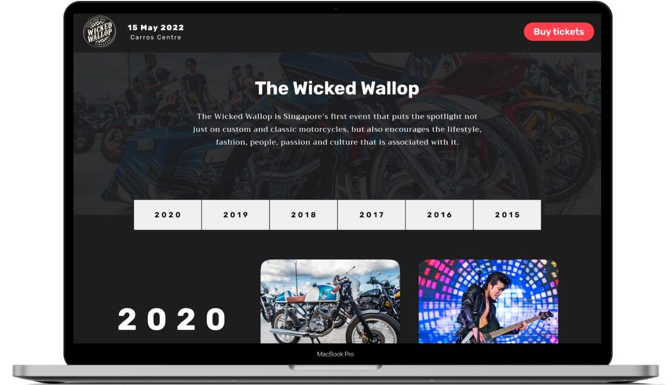 High-fidelity About section and year navigation