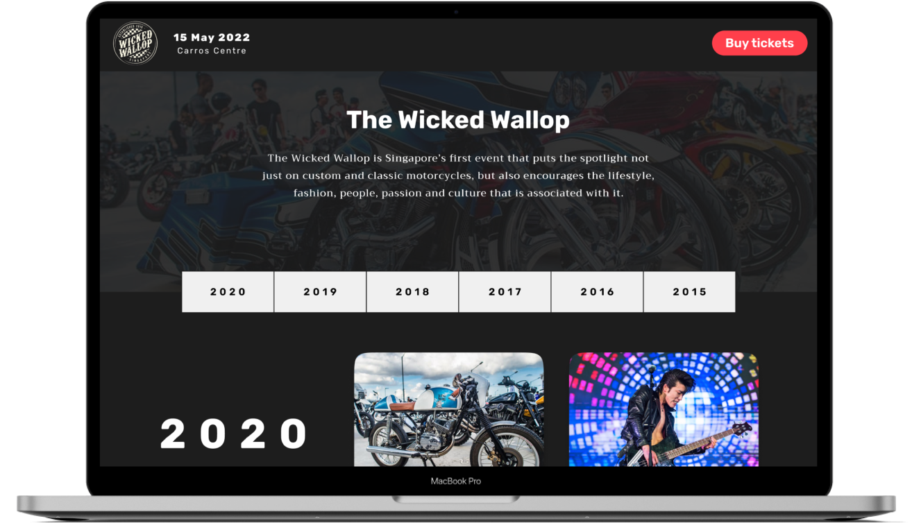High-fidelity About section and year navigation