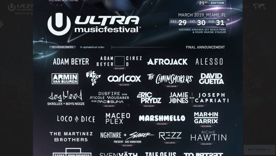 Ultra Music Festival event poster opened in full size